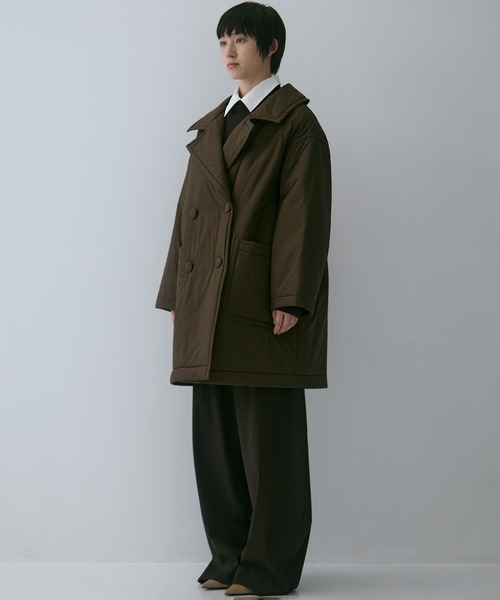 STUDIOUS（ステュディオス）の「【STUDIOUS/ステュディオス】PADDED BUTTON COAT/パデッドボタンコート/軽アウター/中綿コート（その他アウター・レディース・ブラウン/ブラック・FREE）」の15枚目の写真