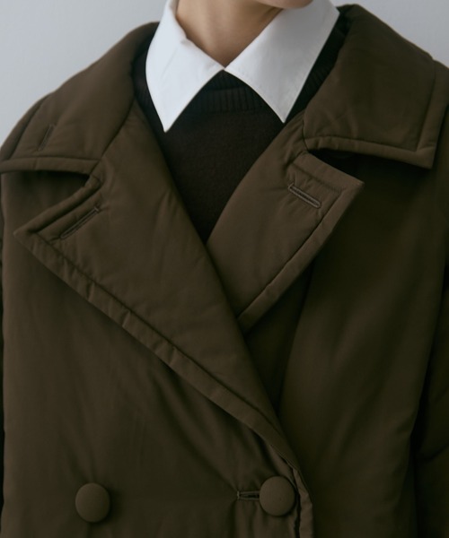 STUDIOUS（ステュディオス）の「【STUDIOUS/ステュディオス】PADDED BUTTON COAT/パデッドボタンコート/軽アウター/中綿コート（その他アウター・レディース・ブラウン/ブラック・FREE）」の18枚目の写真