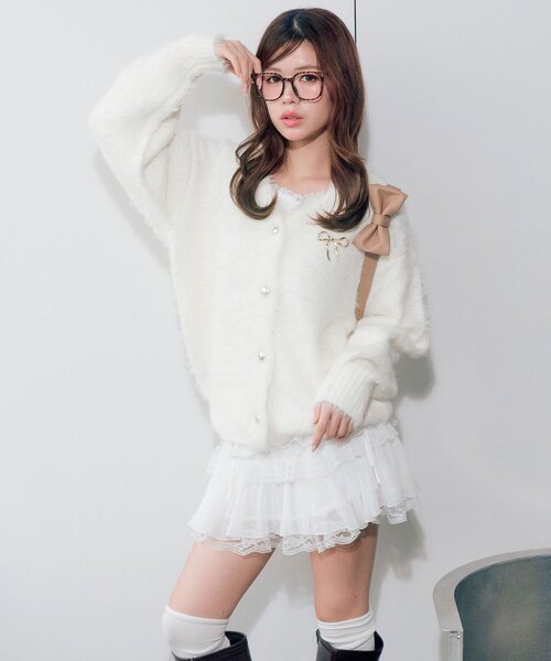 OLIVE des OLIVE（オリーブデオリーブ）の「ロングカーデ（カーディガン/ボレロ・レディース・オフホワイト/グレー/サックスブルー/イエロー・FREE）」の15枚目の写真