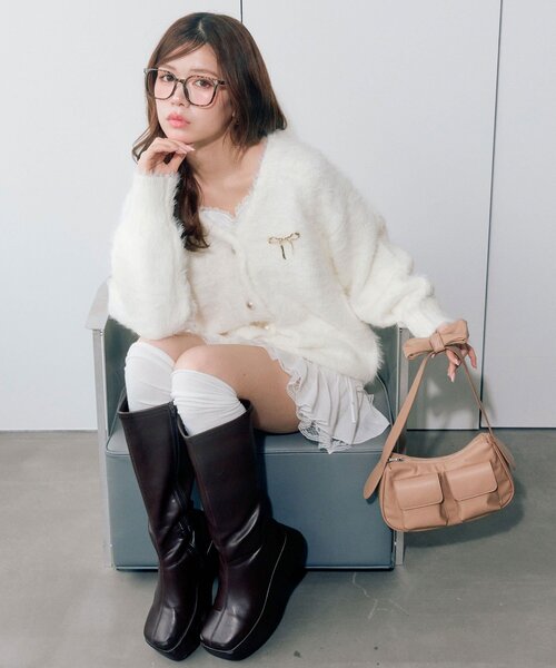 OLIVE des OLIVE（オリーブデオリーブ）の「ロングカーデ（カーディガン/ボレロ・レディース・オフホワイト/グレー/サックスブルー/イエロー・FREE）」の16枚目の写真