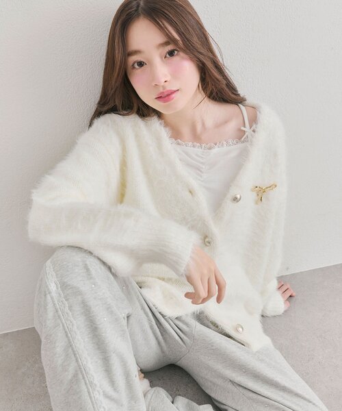 OLIVE des OLIVE（オリーブデオリーブ）の「ロングカーデ（カーディガン/ボレロ・レディース・オフホワイト/グレー/サックスブルー/イエロー・FREE）」の19枚目の写真