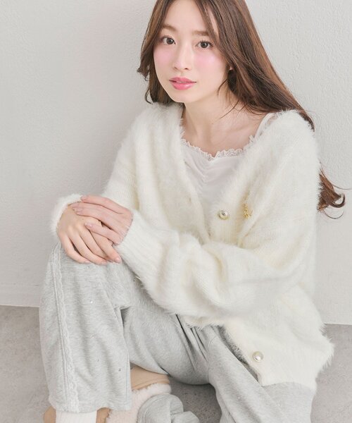 OLIVE des OLIVE（オリーブデオリーブ）の「ロングカーデ（カーディガン/ボレロ・レディース・オフホワイト/グレー/サックスブルー/イエロー・FREE）」の21枚目の写真