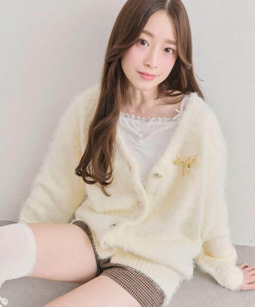 OLIVE des OLIVE（オリーブデオリーブ）の「ロングカーデ（カーディガン/ボレロ・レディース・オフホワイト/グレー/サックスブルー/イエロー・FREE）」の10枚目の写真