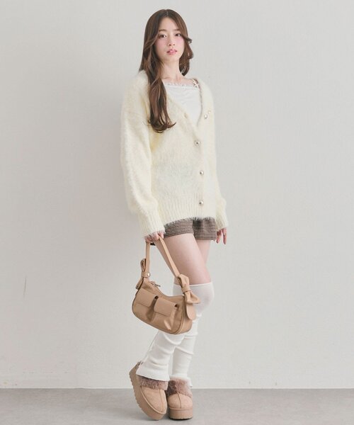 OLIVE des OLIVE（オリーブデオリーブ）の「ロングカーデ（カーディガン/ボレロ・レディース・オフホワイト/グレー/サックスブルー/イエロー・FREE）」の12枚目の写真