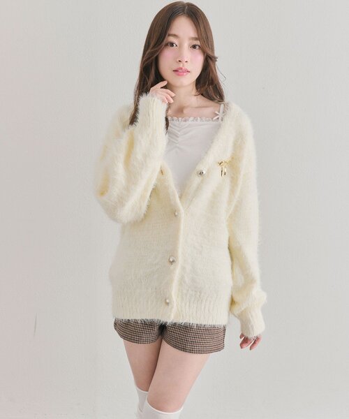 OLIVE des OLIVE（オリーブデオリーブ）の「ロングカーデ（カーディガン/ボレロ・レディース・オフホワイト/グレー/サックスブルー/イエロー・FREE）」の4枚目の写真