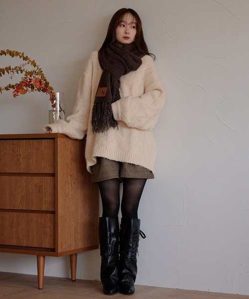 mideal（マイディール）の「original glitter shaggy muffler / オリジナルグリッターシャギーマフラー（マフラー・レディース・ブラウン/アイボリー・FREE）」の6枚目の写真