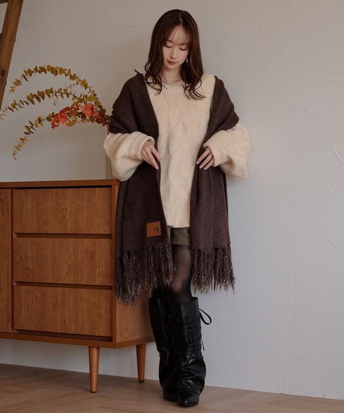 mideal（マイディール）の「original glitter shaggy muffler / オリジナルグリッターシャギーマフラー（マフラー・レディース・ブラウン/アイボリー・FREE）」の10枚目の写真