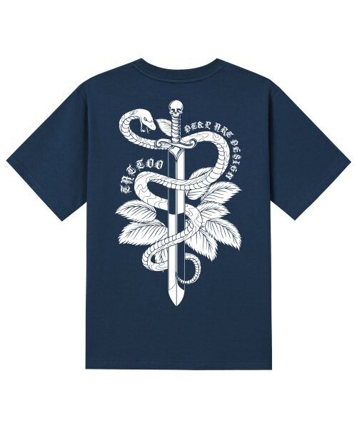 KAN6312(カン6312)の「KTN0007 スネーク半袖Tシャツ - ネイビー(Tシャツ/カットソー・メンズ・その他・LARGE/MEDIUM/SMALL/X-LARGE)」の1枚目の写真