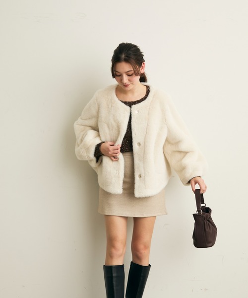 Lunea(ルネア)の「巾着ミニバッグ/ショルダー紐付き2way(ハンドバッグ・レディース・ブラウン/レッド/アイボリー/ブラック・FREE)」の12枚目の写真