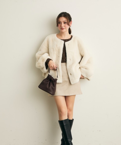 Lunea(ルネア)の「巾着ミニバッグ/ショルダー紐付き2way(ハンドバッグ・レディース・ブラウン/レッド/アイボリー/ブラック・FREE)」の14枚目の写真