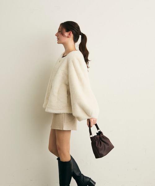 Lunea(ルネア)の「巾着ミニバッグ/ショルダー紐付き2way(ハンドバッグ・レディース・ブラウン/レッド/アイボリー/ブラック・FREE)」の17枚目の写真