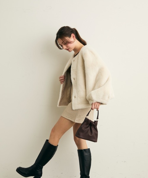 Lunea(ルネア)の「巾着ミニバッグ/ショルダー紐付き2way(ハンドバッグ・レディース・ブラウン/レッド/アイボリー/ブラック・FREE)」の18枚目の写真