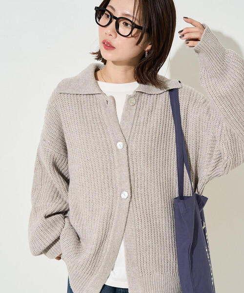 セール】限定展開 襟付き ルーズ カーディガン（カーディガン/ボレロ