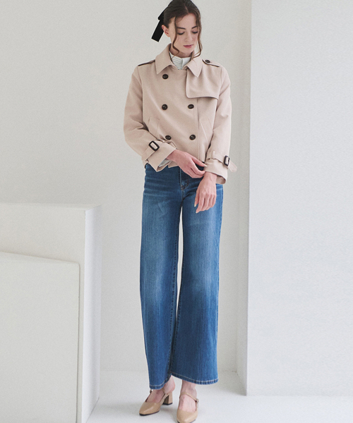 SLOWLOLLI(スローローリ)の「Wide flare denim pants(デニムパンツ・レディース・ダークブルー・2(M)/1(S)/3(L))」の4枚目の写真