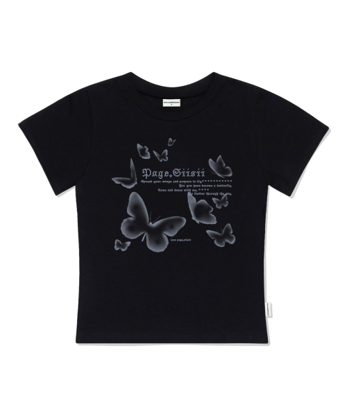 PAGESIISII(ページシシ)の「モザイクバタフライプリントスリムフィット半袖Tシャツブラック(Tシャツ/カットソー・レディース・その他・MEDIUM)」の2枚目の写真