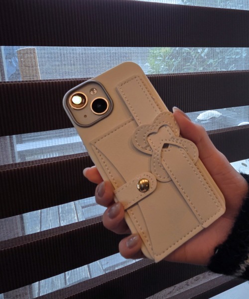 セール】合成皮革 ハートモチーフ /カードポケット スマホカバー