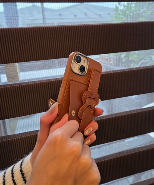 セール】合成皮革 ハートモチーフ /カードポケット スマホカバー