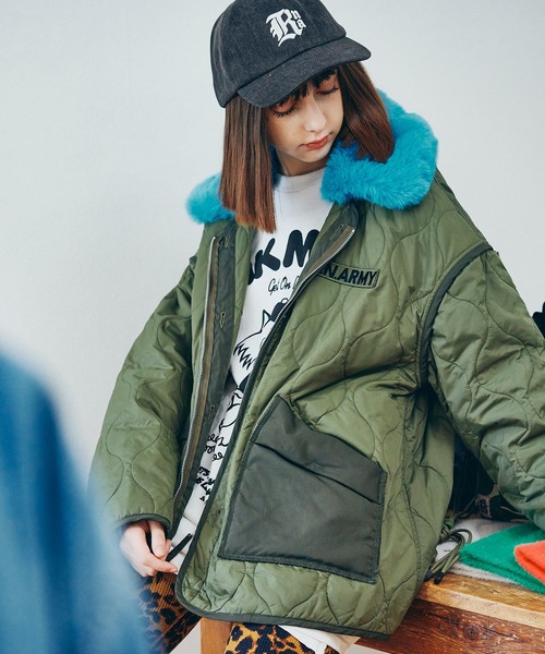 RNA（アールエヌエー）の「J2173 リメイクキルティングジャケット（ブルゾン・レディース・カーキ/ネイビー・MEDIUM）」の7枚目の写真