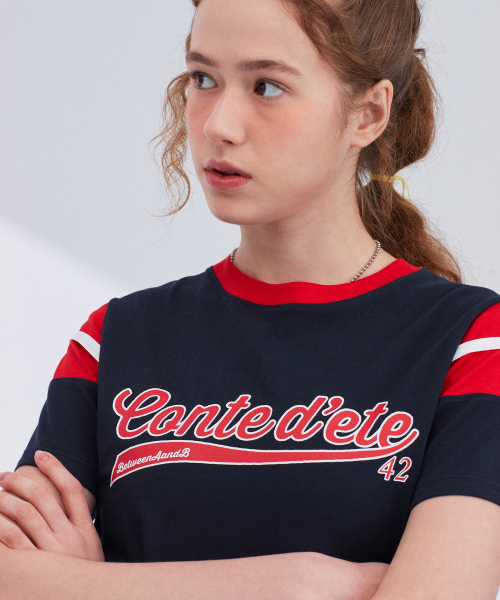 Between A and B（ビトウィーンエイアンドビー）の「カラーブロックプリントTシャツ[ダークネイビー]（Tシャツ/カットソー・レディース・その他・FREE）」の6枚目の写真