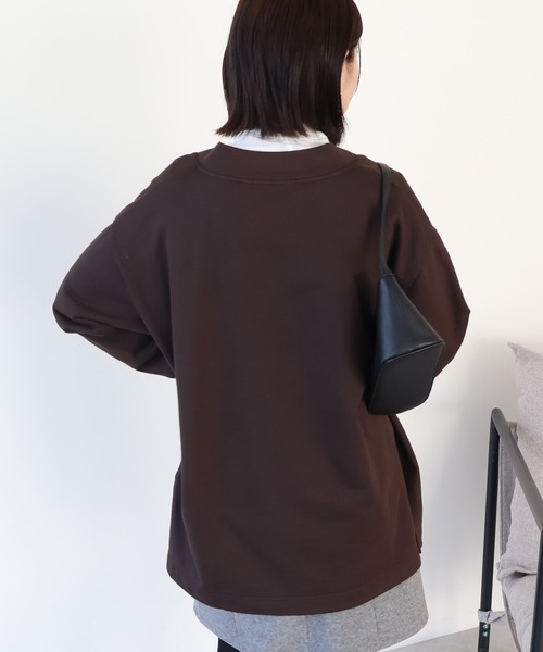 セール】Vネックサイドスリットロングスウェットプルオーバー