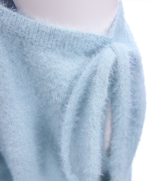 CLEAR BASIC（クリアベーシック）の「オープンショルダーニットトップス[着回し力抜群 ガーリー]≪AW新作≫（ニット/セーター・レディース・ピンク/アイボリー/サックスブルー・F）」の10枚目の写真