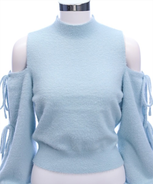 CLEAR BASIC（クリアベーシック）の「オープンショルダーニットトップス[着回し力抜群 ガーリー]≪AW新作≫（ニット/セーター・レディース・ピンク/アイボリー/サックスブルー・F）」の14枚目の写真