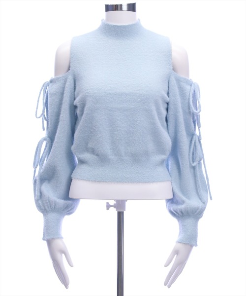 CLEAR BASIC（クリアベーシック）の「オープンショルダーニットトップス[着回し力抜群 ガーリー]≪AW新作≫（ニット/セーター・レディース・ピンク/アイボリー/サックスブルー・F）」の16枚目の写真