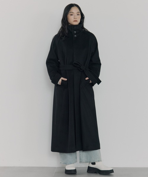 Dessin de mode　ロングコート ブラック Dessin de mode/デッサンデモード】《STUDIOUS別注》スタンドカラー