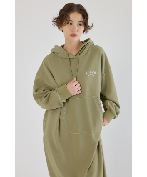 RODEO CROWNS WIDE BOWL（ロデオクラウンズワイドボウル）の「RCSカラーステッチパーカーワンピース（ワンピース・レディース・ネイビー/ライトカーキ/グレー×ホワイト/ブラック・FREE）」の3枚目の写真