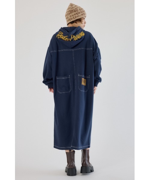 RODEO CROWNS WIDE BOWL（ロデオクラウンズワイドボウル）の「RCSカラーステッチパーカーワンピース（ワンピース・レディース・ネイビー/ライトカーキ/グレー×ホワイト/ブラック・FREE）」の4枚目の写真