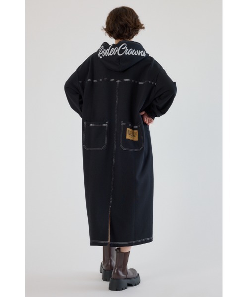 RODEO CROWNS WIDE BOWL（ロデオクラウンズワイドボウル）の「RCSカラーステッチパーカーワンピース（ワンピース・レディース・ネイビー/ライトカーキ/グレー×ホワイト/ブラック・FREE）」の6枚目の写真