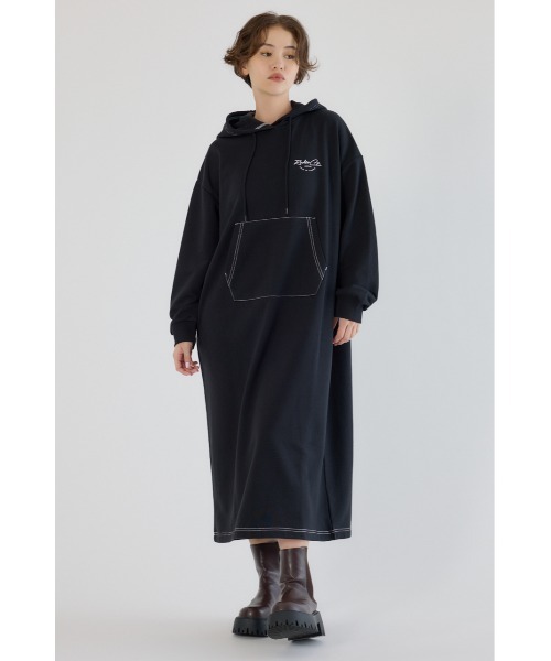 RODEO CROWNS WIDE BOWL（ロデオクラウンズワイドボウル）の「RCSカラーステッチパーカーワンピース（ワンピース・レディース・ネイビー/ライトカーキ/グレー×ホワイト/ブラック・FREE）」の8枚目の写真