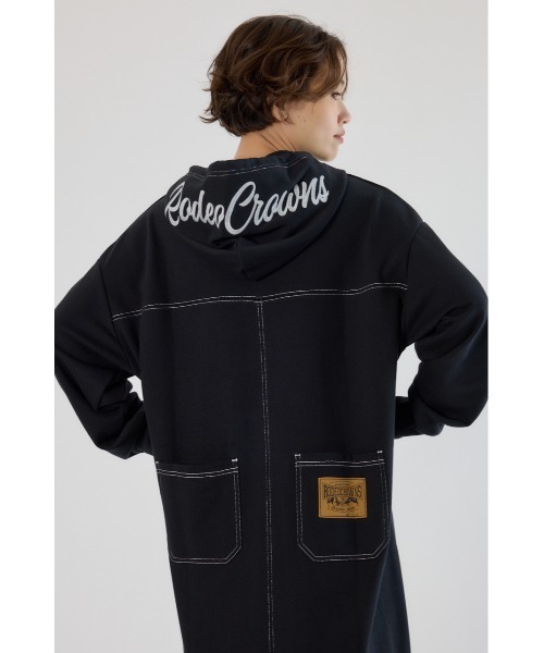RODEO CROWNS WIDE BOWL（ロデオクラウンズワイドボウル）の「RCSカラーステッチパーカーワンピース（ワンピース・レディース・ネイビー/ライトカーキ/グレー×ホワイト/ブラック・FREE）」の10枚目の写真