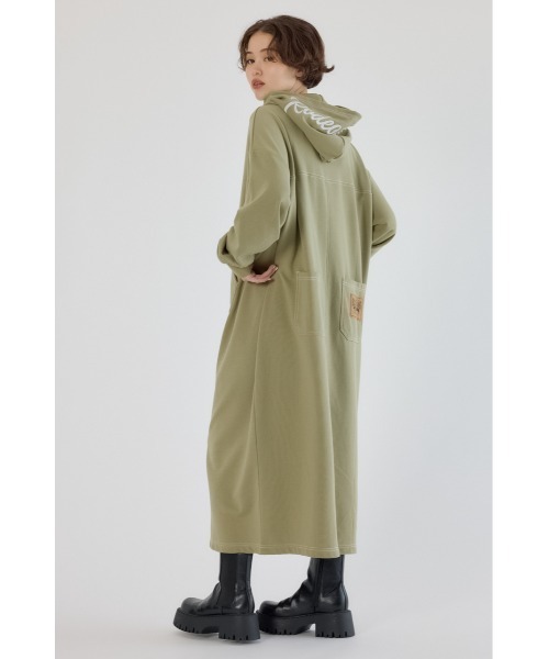 RODEO CROWNS WIDE BOWL（ロデオクラウンズワイドボウル）の「RCSカラーステッチパーカーワンピース（ワンピース・レディース・ネイビー/ライトカーキ/グレー×ホワイト/ブラック・FREE）」の12枚目の写真