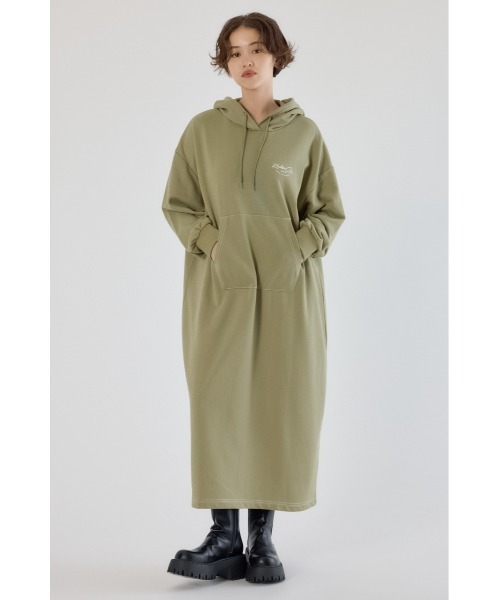 RODEO CROWNS WIDE BOWL（ロデオクラウンズワイドボウル）の「RCSカラーステッチパーカーワンピース（ワンピース・レディース・ネイビー/ライトカーキ/グレー×ホワイト/ブラック・FREE）」の14枚目の写真