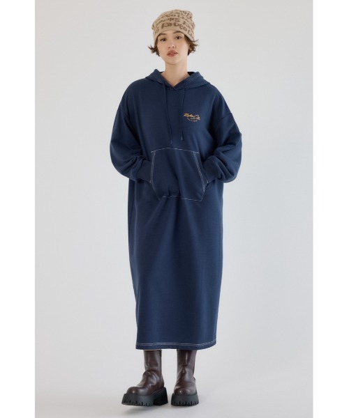 RODEO CROWNS WIDE BOWL（ロデオクラウンズワイドボウル）の「RCSカラーステッチパーカーワンピース（ワンピース・レディース・ネイビー/ライトカーキ/グレー×ホワイト/ブラック・FREE）」の18枚目の写真