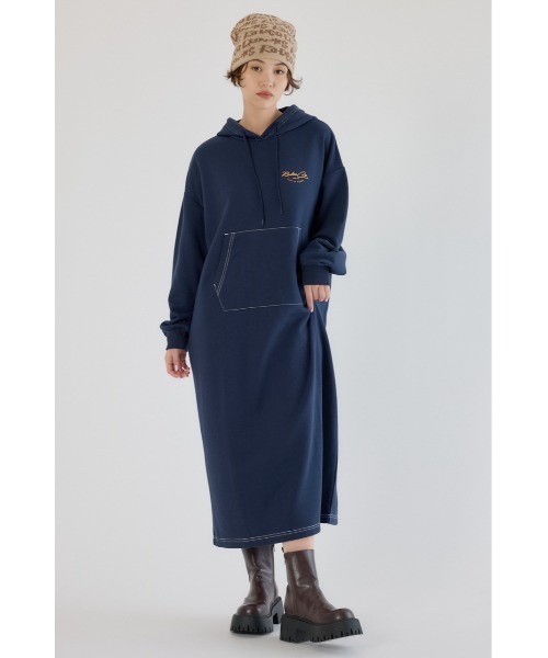 RODEO CROWNS WIDE BOWL（ロデオクラウンズワイドボウル）の「RCSカラーステッチパーカーワンピース（ワンピース・レディース・ネイビー/ライトカーキ/グレー×ホワイト/ブラック・FREE）」の19枚目の写真