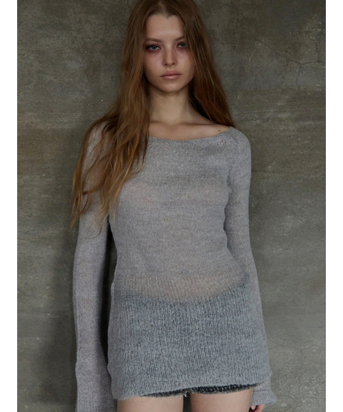EXPIRED GIRL(エクスパイアードガール)の「Flare Line Mohair Knit Melange Grey(ニット/セーター・レディース・その他・FREE)」の1枚目の写真