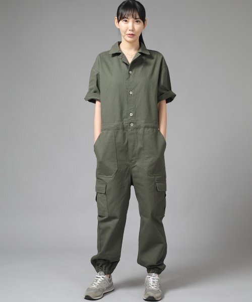 SAINTCREW(セントクルー)の「レトロラインカーゴジョガー半袖ジャンプスーツ RLCJ-515 カーキ(つなぎ/オールインワン・メンズ・その他・MEDIUM/LARGE/X-LARGE)」の3枚目の写真