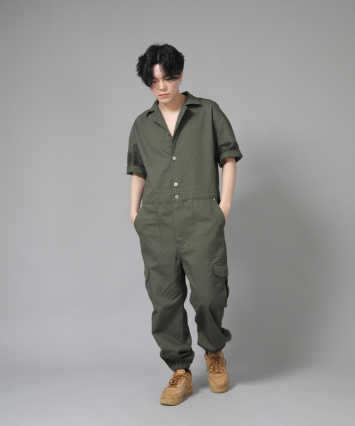 SAINTCREW(セントクルー)の「レトロラインカーゴジョガー半袖ジャンプスーツ RLCJ-515 カーキ(つなぎ/オールインワン・メンズ・その他・MEDIUM/LARGE/X-LARGE)」の6枚目の写真