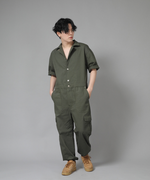 SAINTCREW(セントクルー)の「レトロラインカーゴジョガー半袖ジャンプスーツ RLCJ-515 カーキ(つなぎ/オールインワン・メンズ・その他・MEDIUM/LARGE/X-LARGE)」の8枚目の写真