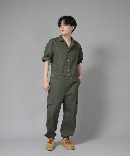 SAINTCREW(セントクルー)の「レトロラインカーゴジョガー半袖ジャンプスーツ RLCJ-515 カーキ(つなぎ/オールインワン・メンズ・その他・MEDIUM/LARGE/X-LARGE)」の9枚目の写真