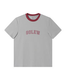 ロゴグラフィックリンガーTシャツ_グレー