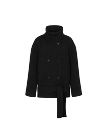 AMBER BELTED DOUBLE COAT black