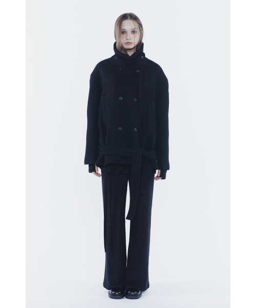 PAIN OR PLEASURE(ペインオアプレジャー)の「AMBER BELTED DOUBLE COAT black(チェスターコート・レディース・その他・ONE SIZE)」の2枚目の写真
