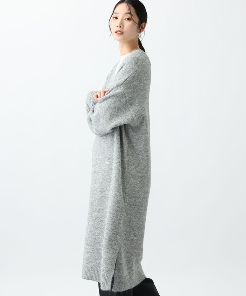 studio CLIP（スタディオクリップ）の「《natural by clip》3ゲージアルパカタッチVネックワンピース（ワンピース・レディース・ネイビー/グレー・FREE）」の6枚目の写真