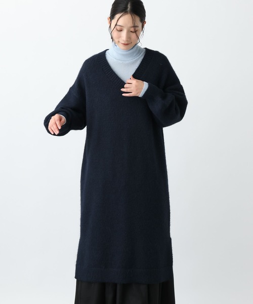 studio CLIP（スタディオクリップ）の「《natural by clip》3ゲージアルパカタッチVネックワンピース（ワンピース・レディース・ネイビー/グレー・FREE）」の14枚目の写真