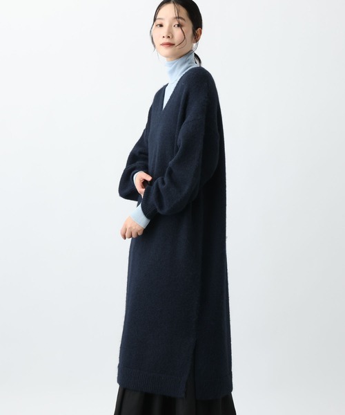 studio CLIP（スタディオクリップ）の「《natural by clip》3ゲージアルパカタッチVネックワンピース（ワンピース・レディース・ネイビー/グレー・FREE）」の15枚目の写真