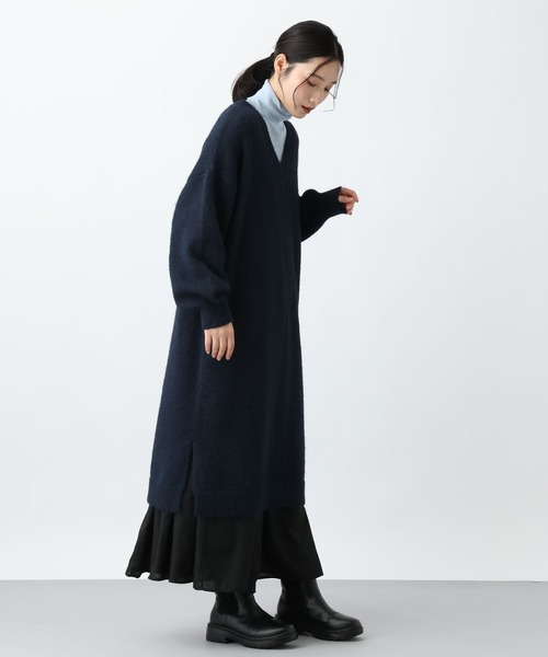 studio CLIP（スタディオクリップ）の「《natural by clip》3ゲージアルパカタッチVネックワンピース（ワンピース・レディース・ネイビー/グレー・FREE）」の21枚目の写真