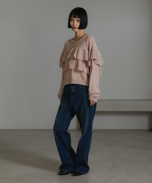 LOWRYS FARM（ローリーズファーム）の「フリルニットプルオーバーＬＳ  636139（ニット/セーター・レディース・ピンク/ブラック/アイボリー/グレー・FREE）」の10枚目の写真